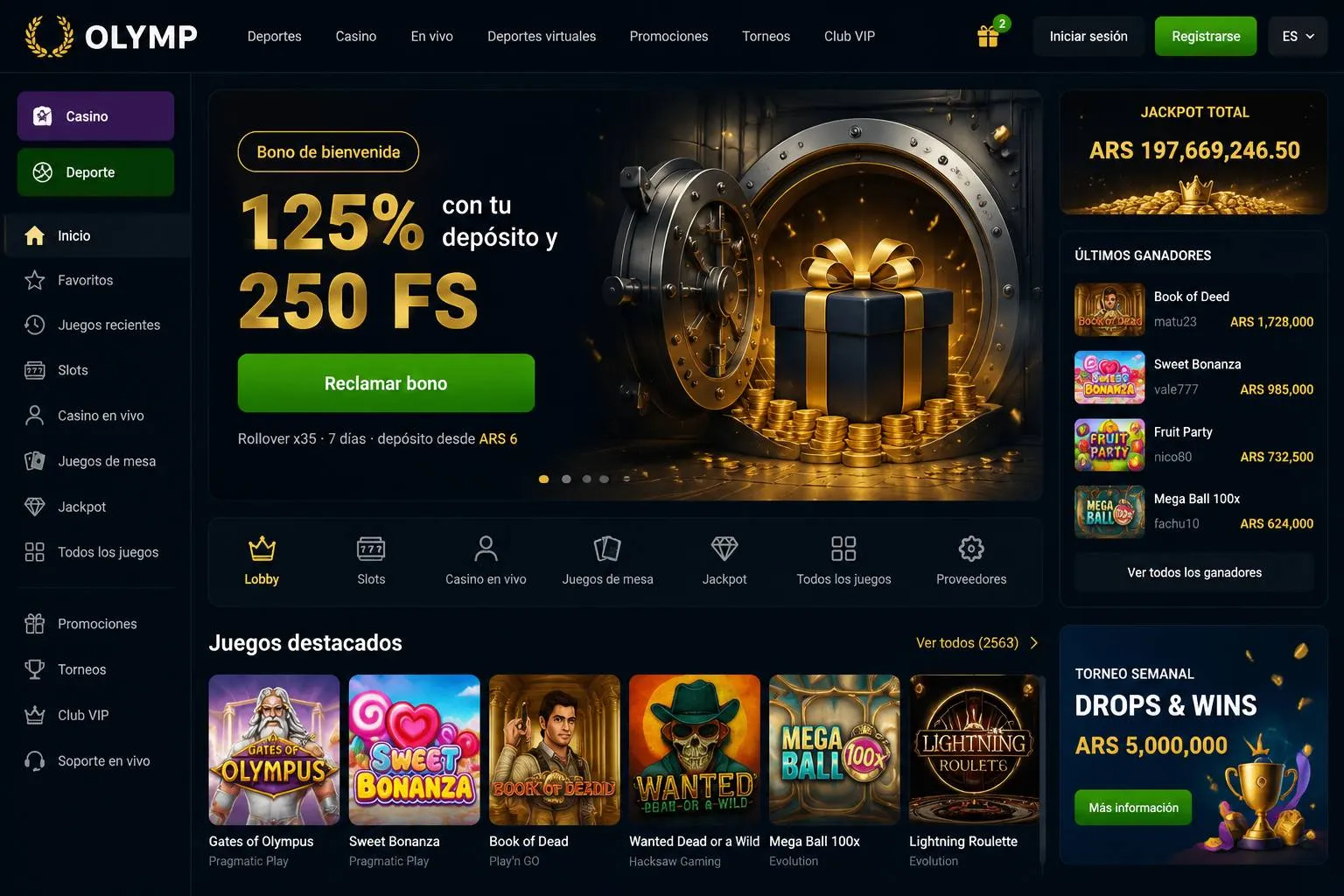 Bono Olimp Casino de bienvenida: recompensas al registrarte