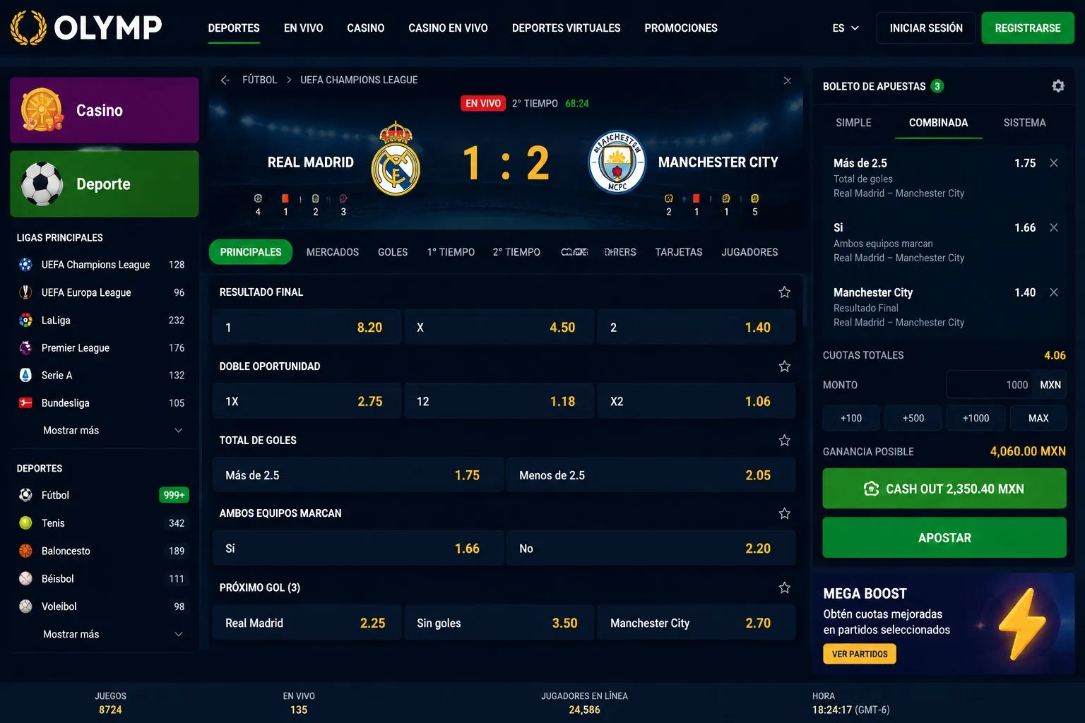 Olimp Casino apuestas deportivas en vivo