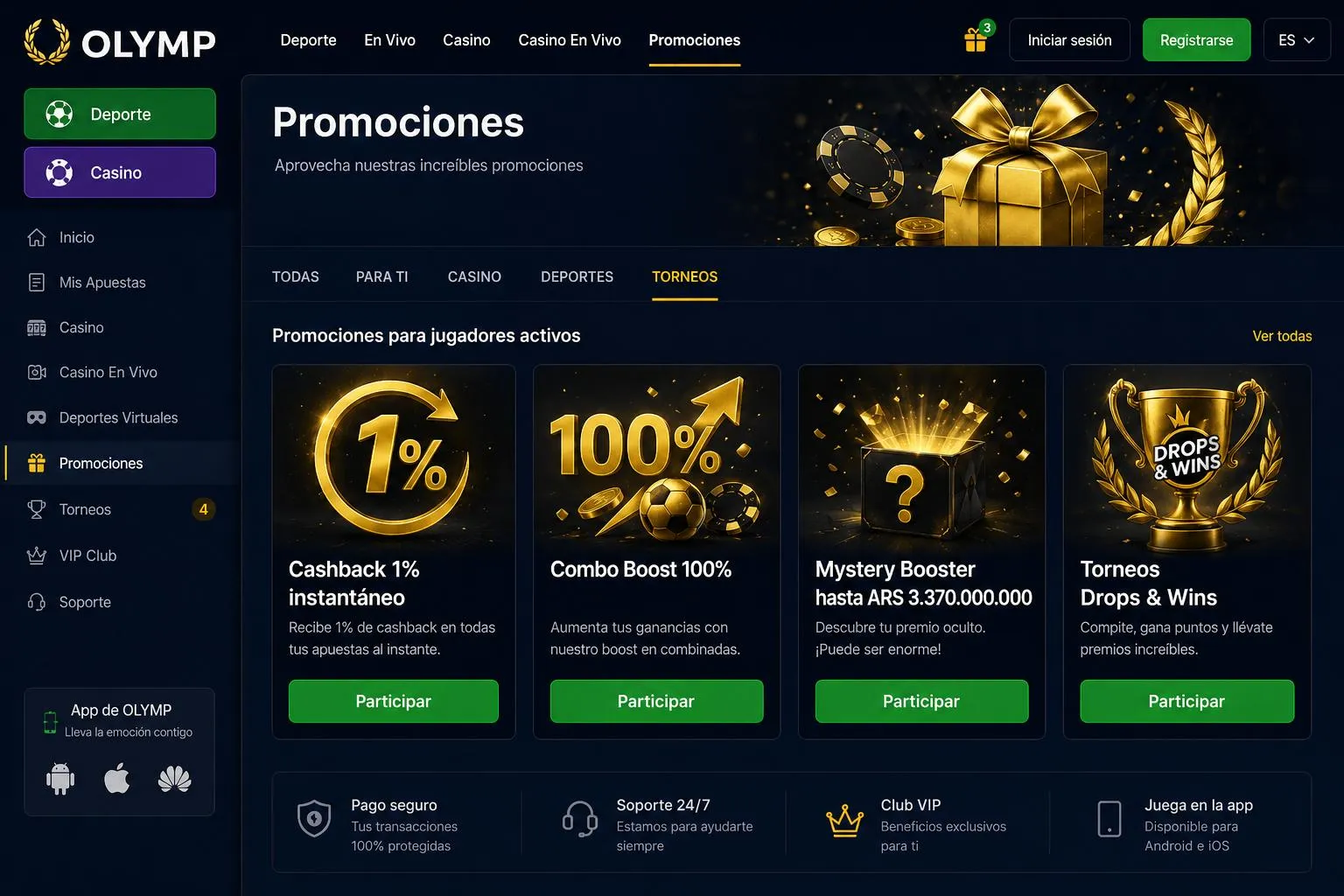 Bonos Olimp Casino para cada tipo de jugador en Argentina