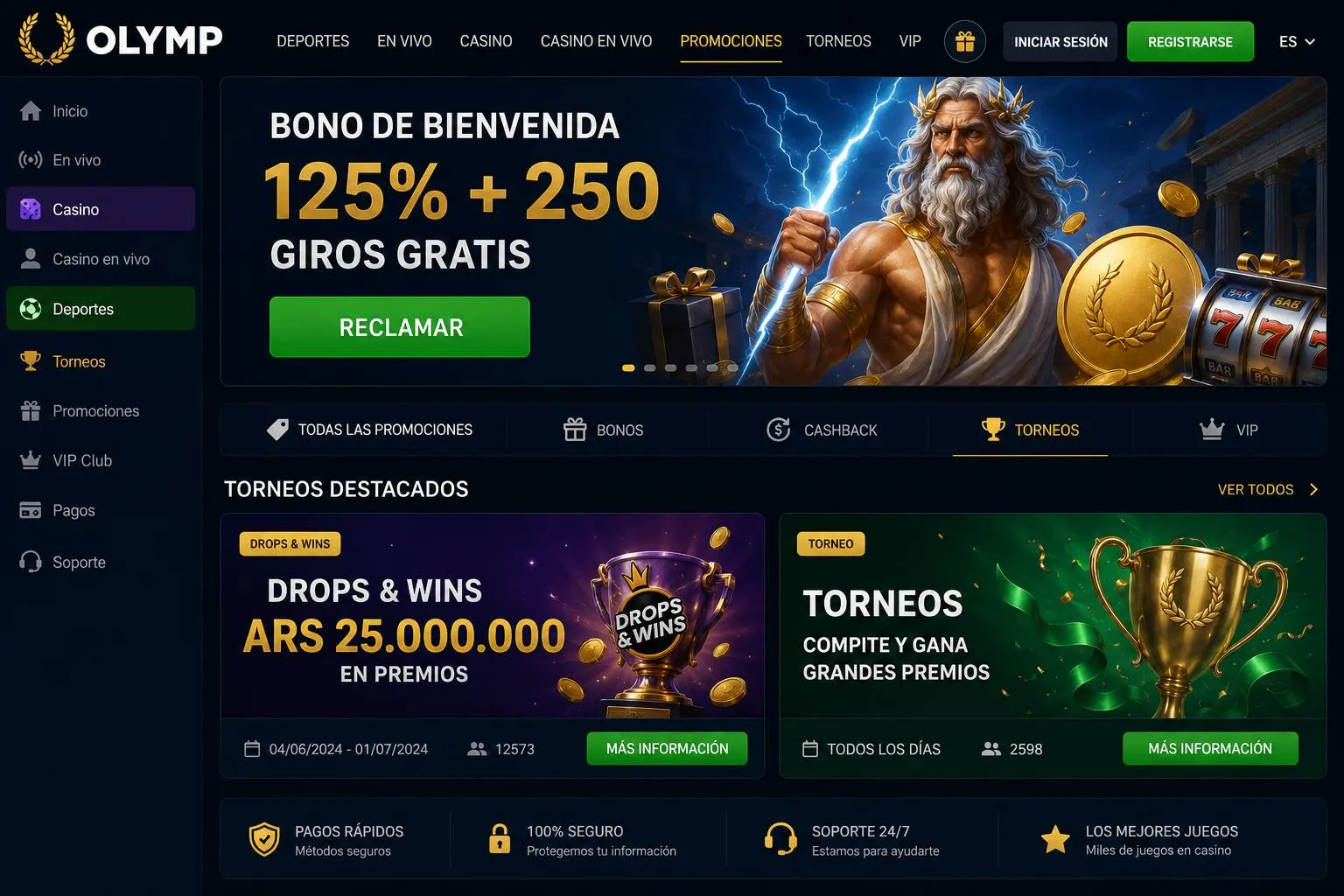 Bonificaciones y seguridad en Olimp Casino oficial
